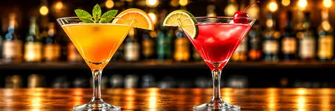 Cocktails on a bar